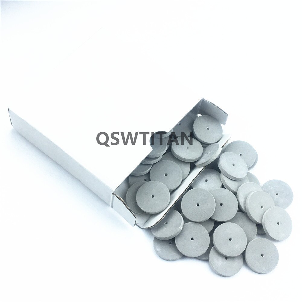 Roue de polissage en caoutchouc et silicone, assortiment de 100 pièces, particules de polissage, matériel de laboratoire dentaire, meulage en alliage métallique: 100pcs- gray Thick