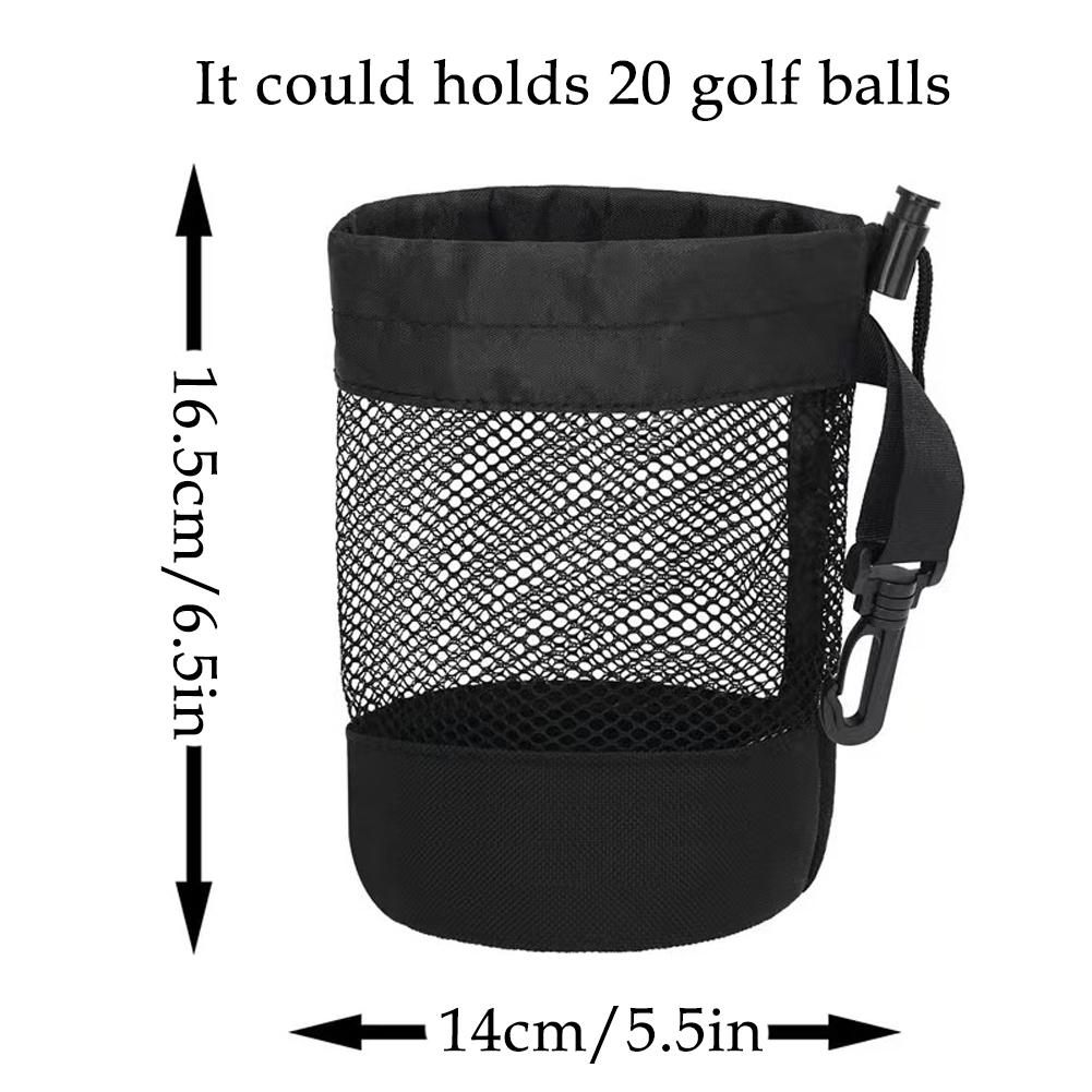 Mesh Golfbal Tassen Houder Opberg, Golf Accessoires Tennis Trekkoord Zakje Nylon Mesh Tas Zwarte Draagtas Golf Opbergtas