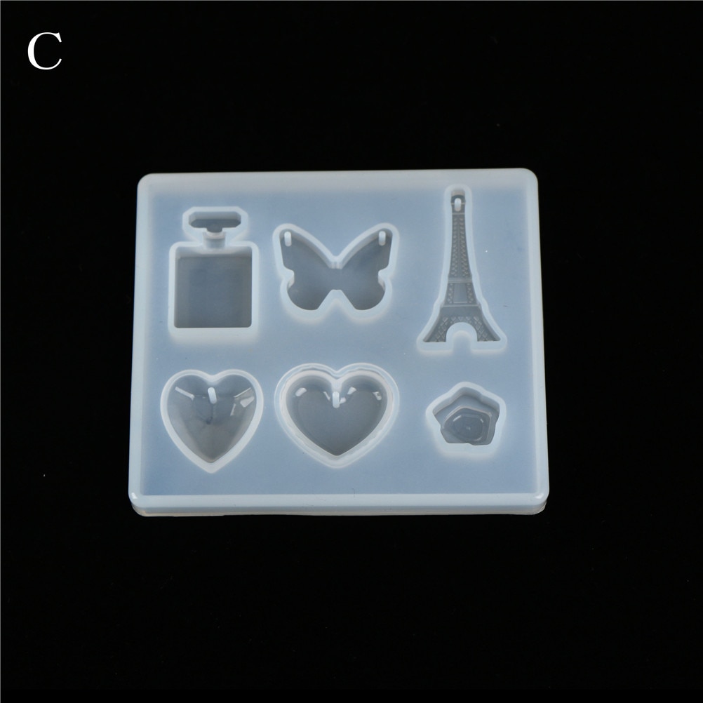 1Stck Epoxid Anhänger Handwerk Werkzeug Handgemachte DIY Silikon bilden Harz Tasten Herz knapp Anhänger Schmuck Machen bilden: C
