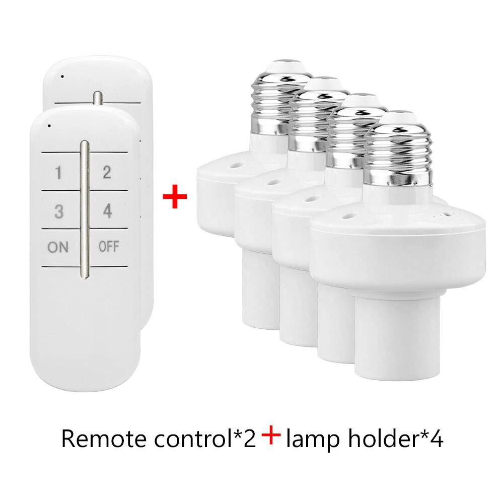 1/2/3/4 * E27 Wireless Remote Control Light Lamp base oN/off Switch Socket Holder 20M Range RC Smart Device 110V 220V: 2 remote 4 holder