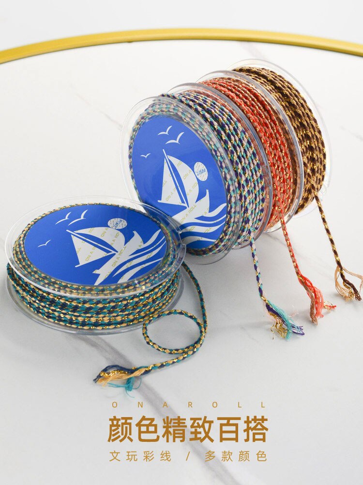 Corde en coton coloré haut de gamme, fil de coton tricolore fait à la main, bricolage, corde de Bracelet tressée à la main, 2MM