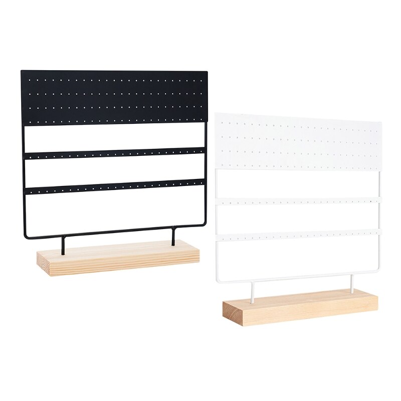Øreringestativ display rack 3- -lags ørestikker holder smykker organizer ørestikker ørering holder 144 huller med træfod