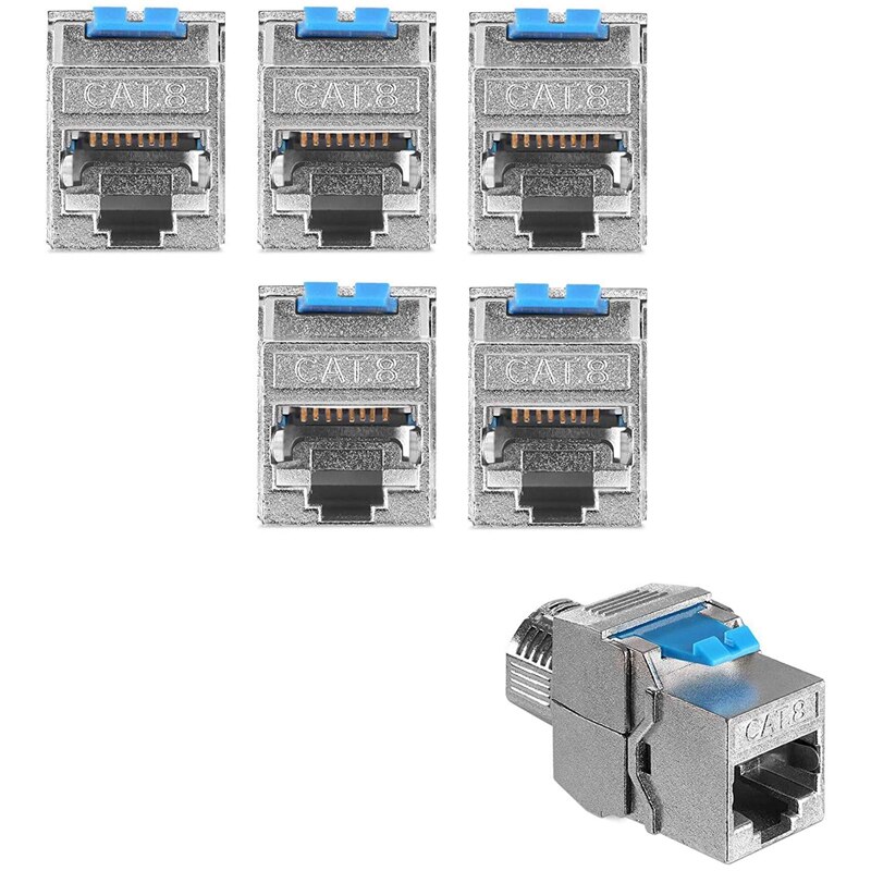 -Keystone Module Jacks - 6 Piece CAT-8 Shielded Keystone Jack RJ45 Cat 8 Ethernet Module 40 Gbit with Metal Housing