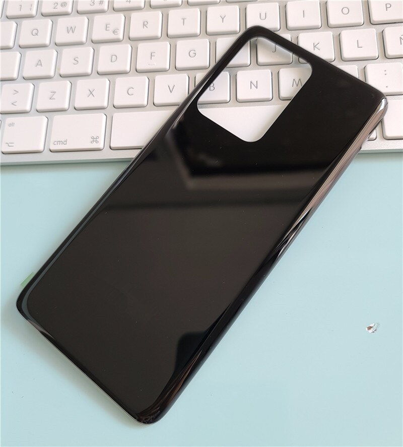 Original bakhus för samsung galaxy  s20 ultra glas bak skal reparation byta telefon batteri dörr fodral + logotyp klistermärke lim: Svart