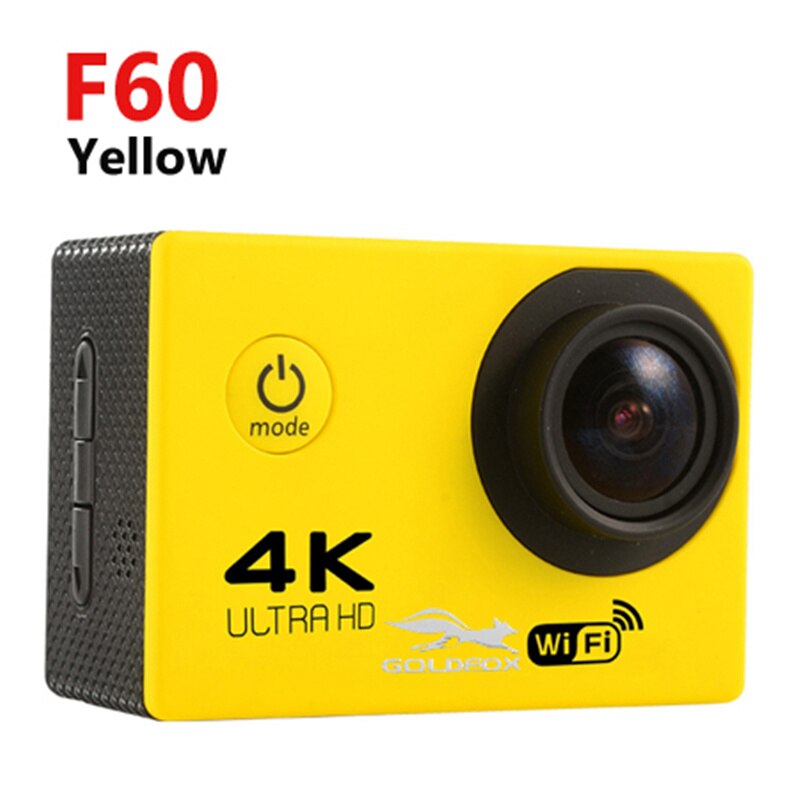 Ultra HD 4K Action WiFi Della Macchina Fotografica Videocamere 16MP 170 Go Cam Deportiva 2 pollici di Schermo F60 F60R Impermeabile di Sport camera pro 1080P cam: F60 Yellow