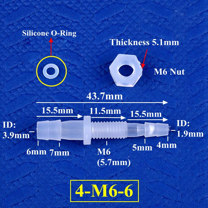 5 ~ 200 pz M6 ~ M10 a 3 ~ 8mm PP pagoda connettore diretto dado o-squillare in silicone giardino irrigazione acquario serbatoio pompa aria giunto tubo: Argento / 1/2 ''