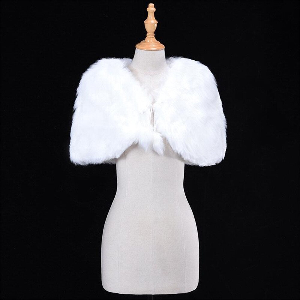 Robe de mariée en fausse fourrure pour femme, couleur ivoire blanc, manteau, châle, Cape, accessoires de mariage, automne hiver: 1275 as photo