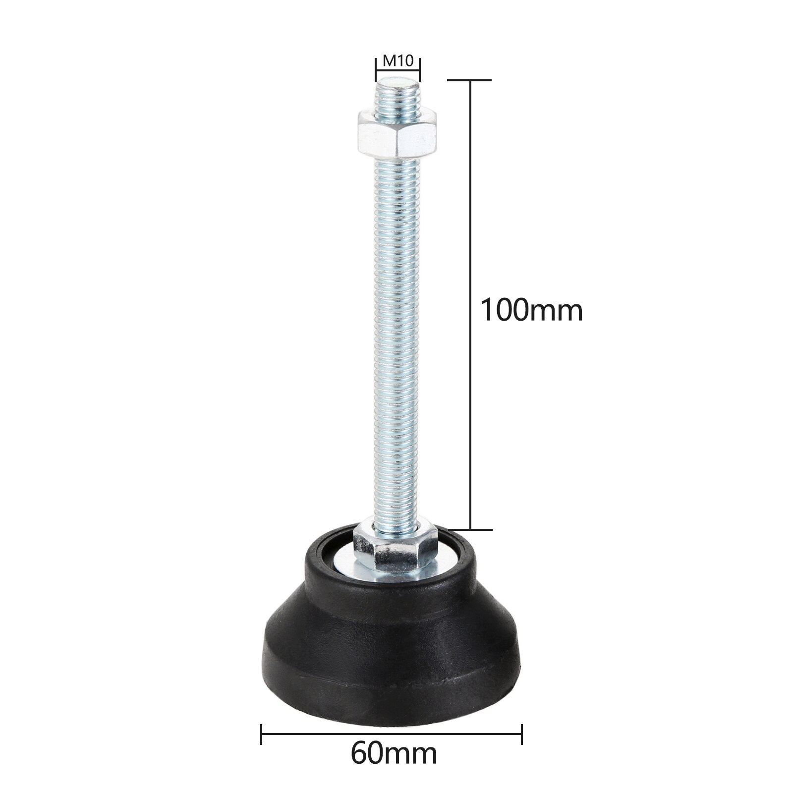 Adjustable Levelling Feet Swivel Base Furniture Glide Pad Adjusting Foot M8 M10 M12 M14 M16 Threaded Screw in Height 2/1 PC: 60XM10X100(DXMXH)2pc
