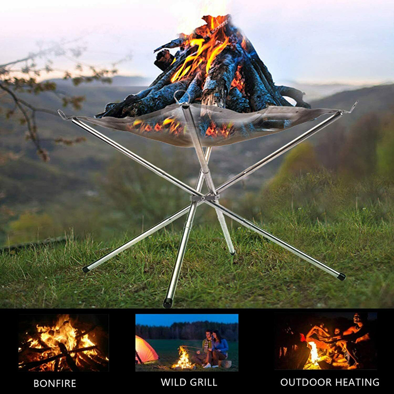 Portable Outdoor Fire Pit Kit Home Garden Outdoor Fire Pit Camping Mesh Fireplace Foldable Fire Pit For