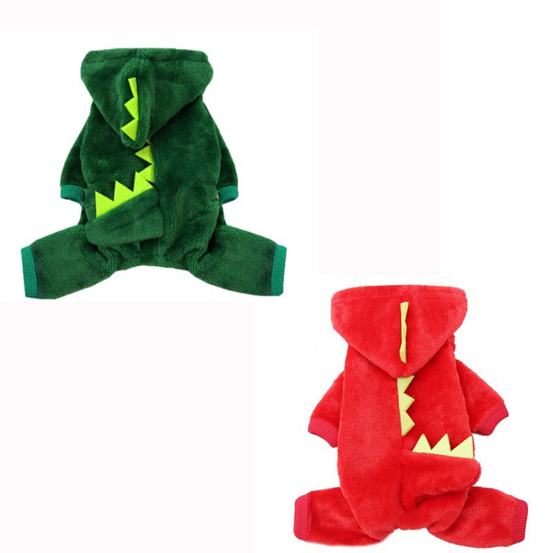 Sudadera con capucha para mascotas, ropa para perros, modelo divertido de dinosaurio, pijamas suaves, adorables Yorkies, trajes de otoño e invierno, accesorios de Cosplay