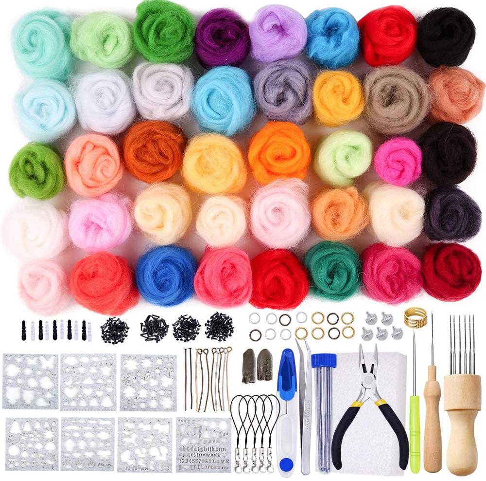 LMDZ 345PCS Soft Felt Fabric Non-woven Felt Fabric Sheet Patchwork DIY Sewing Dolls Crafts Craft Kit Starter Hand Spinning Fiber
