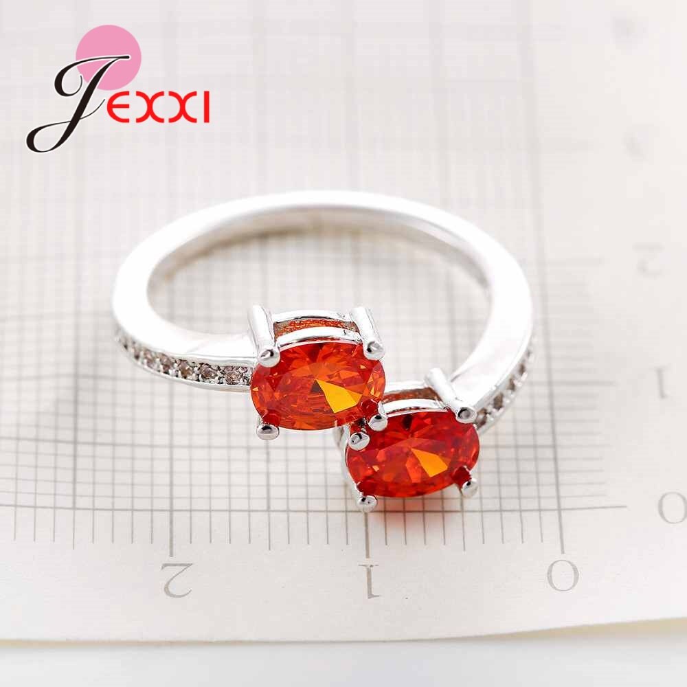 NUOVO Gioelleria Raffinata E Alla Moda Due Pietra Arancione di Cristallo 925 Anelli in Argento Sterling Per La Ragazza Amico Regali Di Compleanno