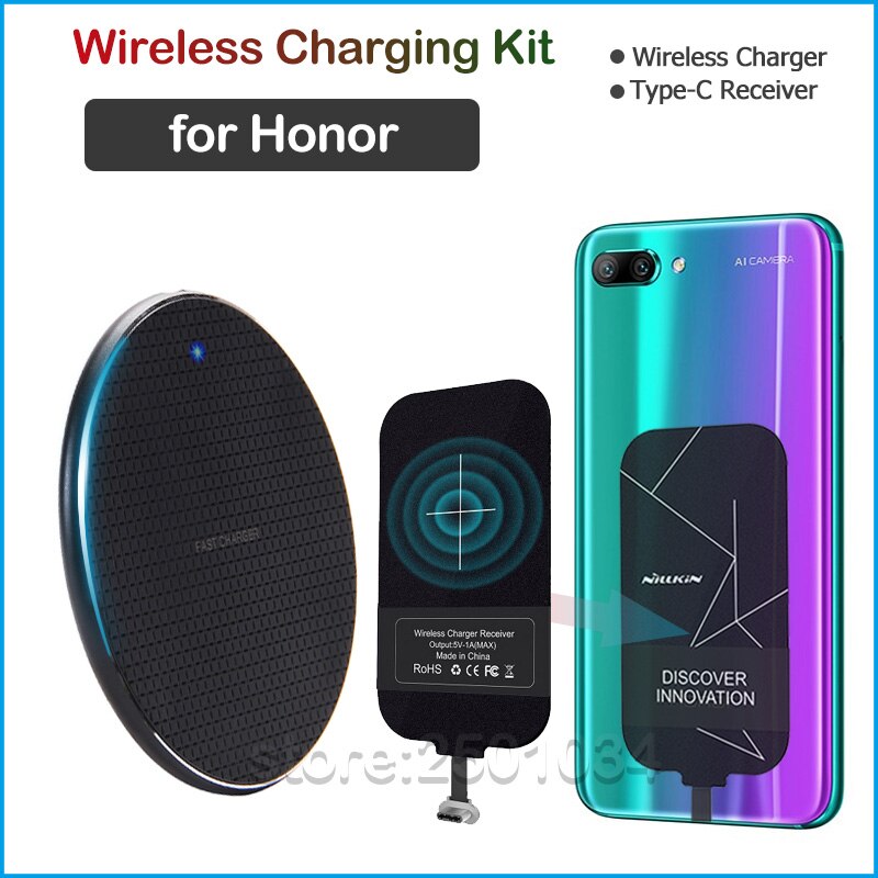 Qi Draadloos Opladen Adapter Voor Huawei Honor 8 9 9X 10 20 30 Pro 20S 30S V10 V20 v30 Draadloze Oplader + Usb Type-C Ontvanger