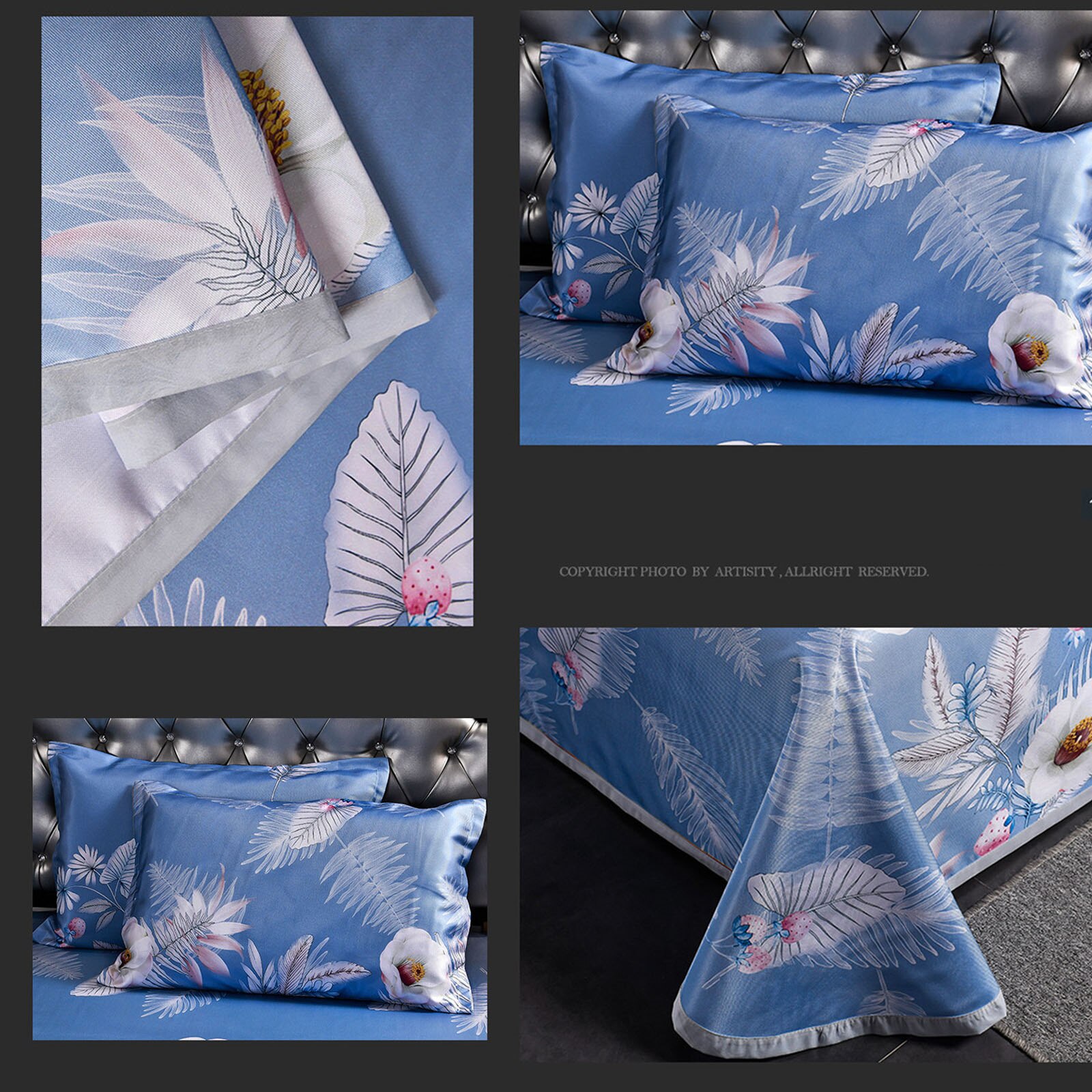 1Pc Zomer Mat + 2 Stuks Kussensloop 2 * Plant Bloem Polyester Ijs Zijde Mat Driedelige Set (160X230Cm)