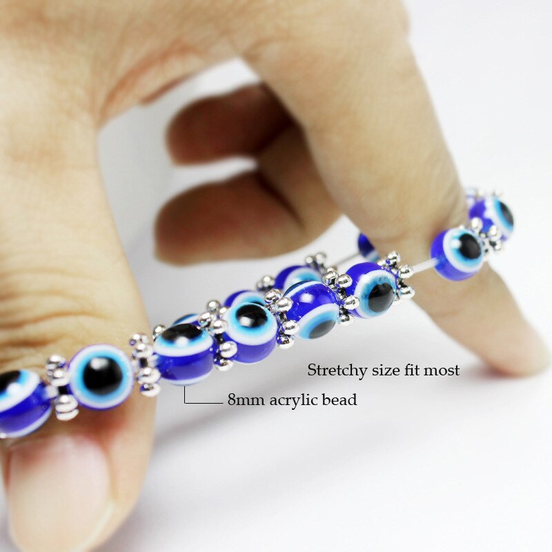 Blue Turkije Evil Eye Kralen Charm Armbanden Voor Vrouwen Mannen Fatima Hand Elastische Armband Sieraden