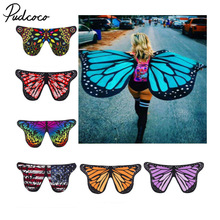 Pudcoco kid pige tørklæde skønhed sommerfugl vinger sjal tørklæder sommer strand poncho kostume tilbehør ponchoer og kapper