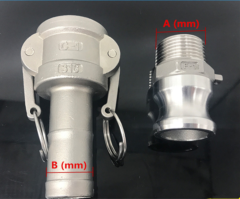 Quick connect hose Tail Barb 304 Stianless Steel Type C+F Socket Camlock Fitting Cam and Groove Coupler outside the wire joint