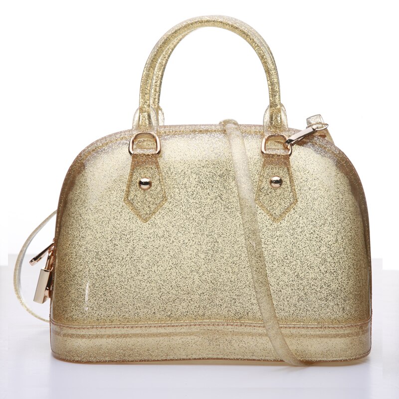 26cm Girls Women PVC Candy Colors Jelly handbag Lady's Shell Shoulder Bag Silicon Tote Beach messenger Bag bolsa Purse