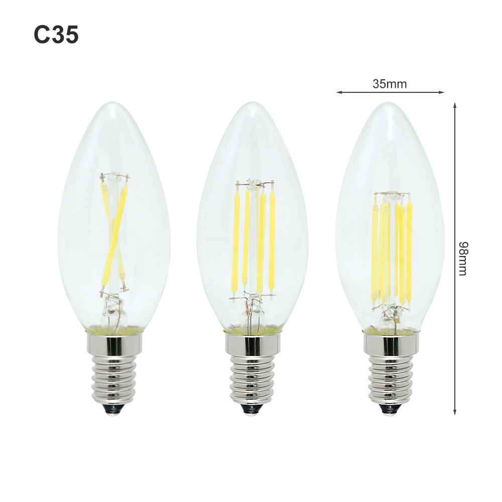 4 W 8 W 12 W E14 LED Filament Lampe Glas COB Chips Birne 220 V Retro Edison Kerze Für kronleuchter Lichter Beleuchtung Dimmbare