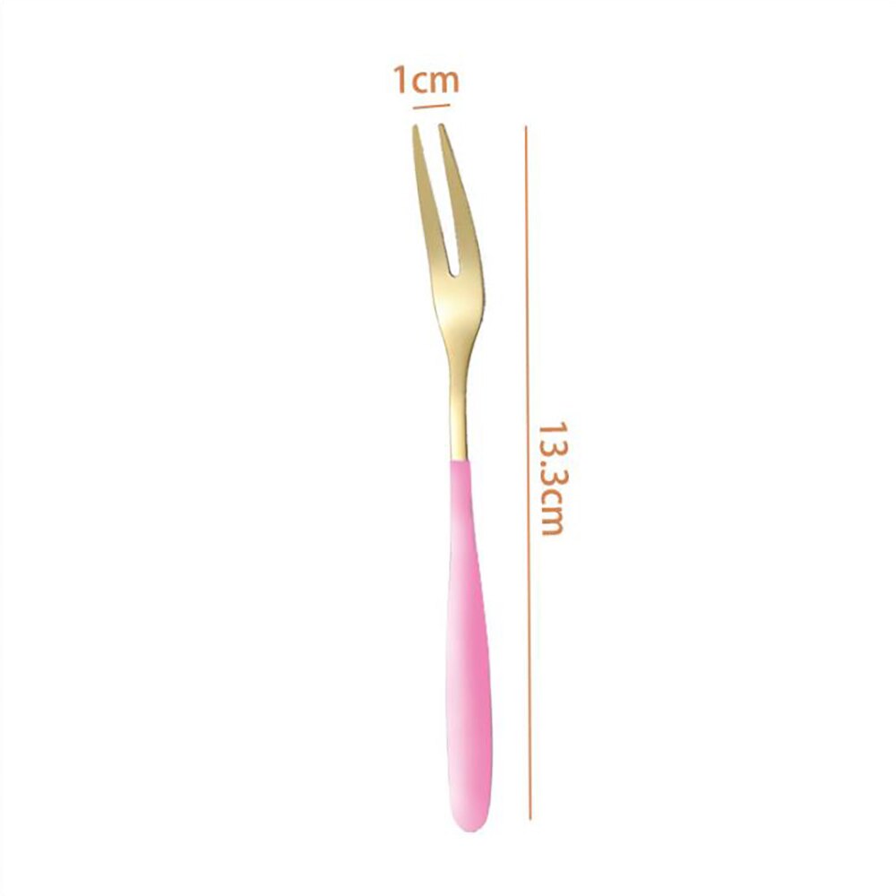 1 Tenedor de fruta original de acero inoxidable de para uso doméstico, postre de fruta, tenedor de pastel de Luna, tenedor de restaurante, tentempié, tenedor de postre: Pink