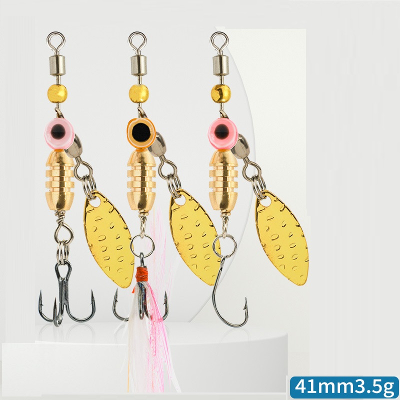 Señuelo de Pesca giratorio, cebo duro de Metal con lentejuelas, anzuelos de plumas, 3,5g/4,5g/7g/9g/12g, 1 unidad
