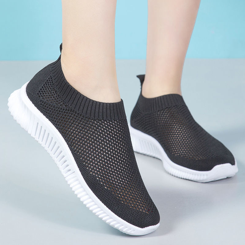 Baskets pour femmes, chaussettes respirantes, chaussures décontractées, Tennis, maille, chaussures de Sport, plates, Plus 41, été, 2022