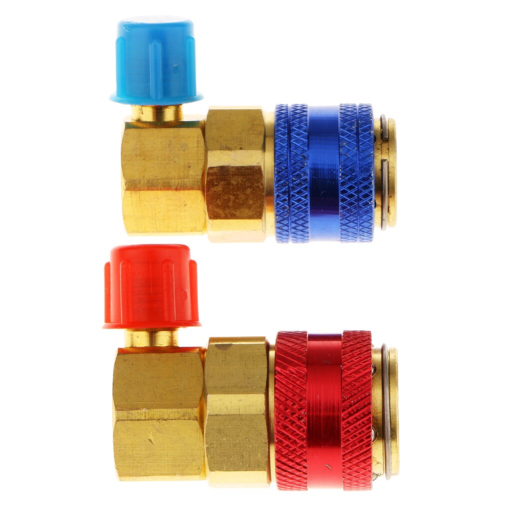 Par de conectores rápidos para coche, Kit de adaptador acoplador para HVAC 1/4 R134a Hi Low Air acondicionado