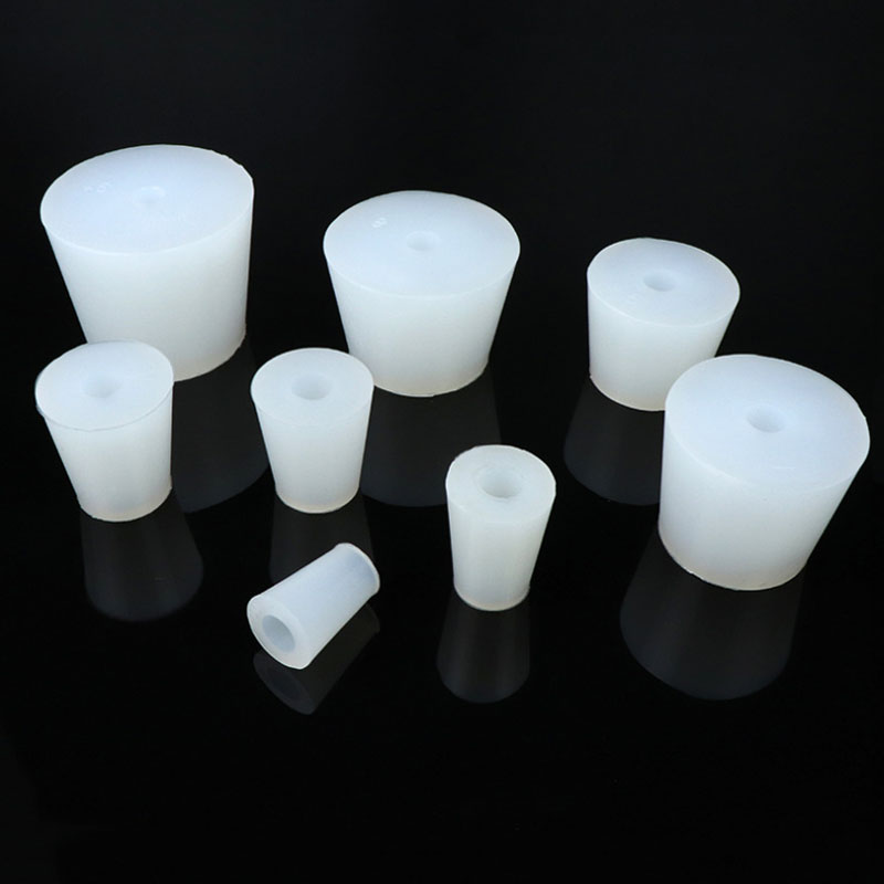 Silicone Stoppers With Hole Conical Rubber Plugs Test Tube Stoppers For Laboratory Triangular Flasks Plugging Holes