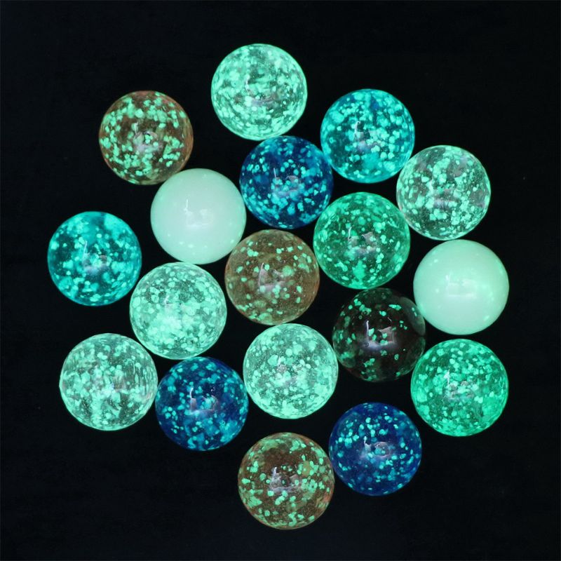 7 st/lot 25mm genomskinliga självlysande glaskulor akvarium hantverk dekorativ boll fluorescerande glaspärlor
