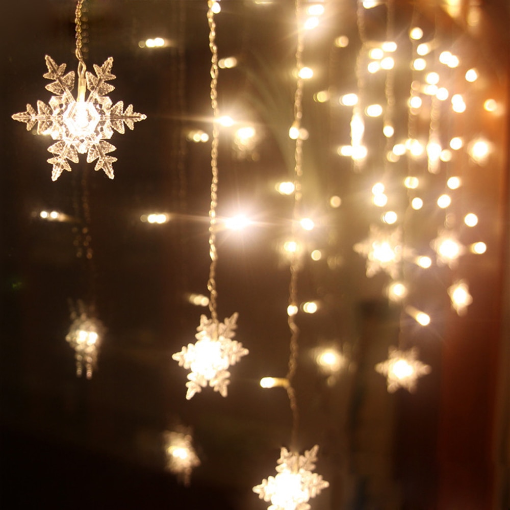 Stor juledekoration gardin snefnug ledet snorlys blinkende lys gardinlys vandtæt udendørs festlys