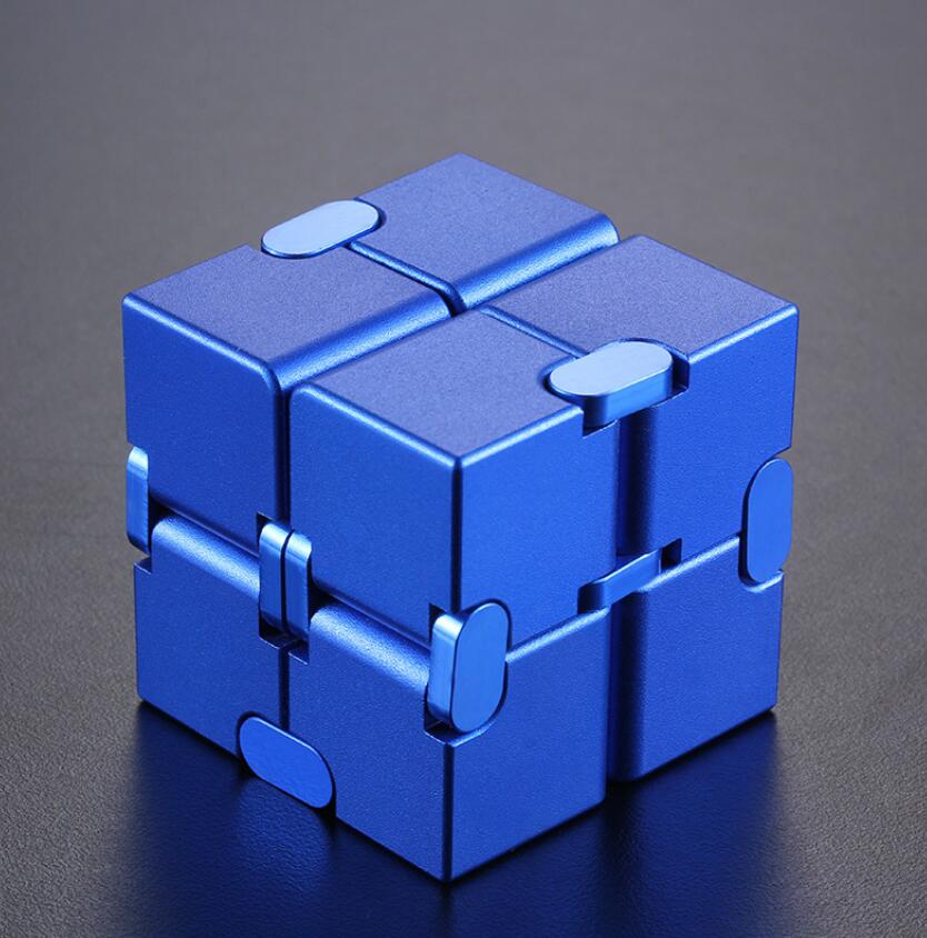 Stress Relief Toy Premium Metal Infinity Cube Portable Decompresses Relax Toys for Children Adults: Blue