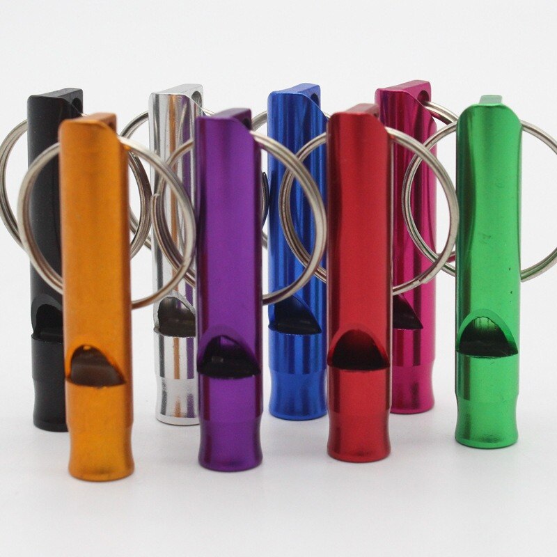 Silbato portátil de aleación de aluminio para entrenamiento de perros y gatos, silbato antiladridos para mascotas, sonido de llamada con llavero