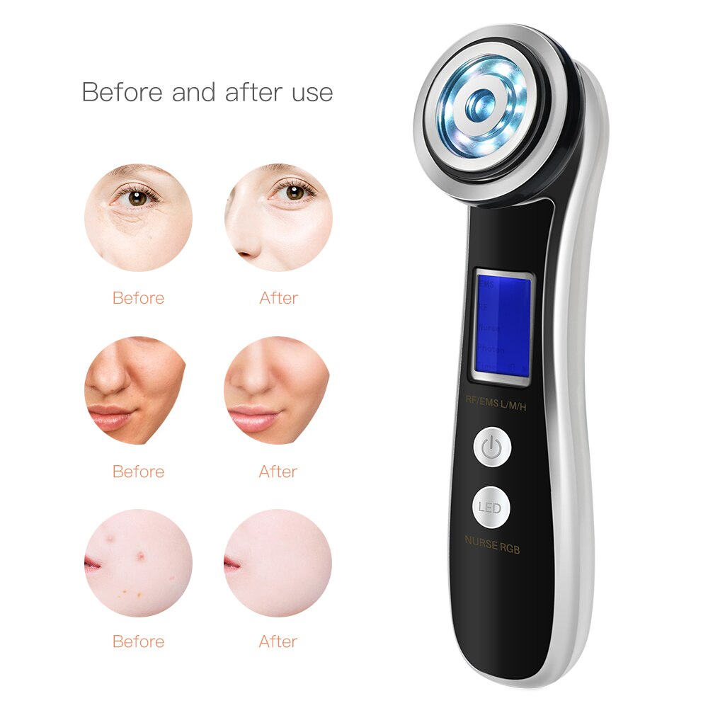 4-IN-1 LED Photon Therapy RF EMS Microvibration Machine Wrinkle Removal Face Lifting Facial Care Massager Beauty Device