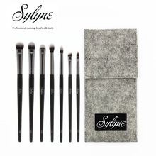 Sylyne Eye Make-Up Borstel Set 7 Stuks Blending Wenkbrauw Compleet Oogschaduw Professionele Make-Up Kwasten Kit Met Zak.