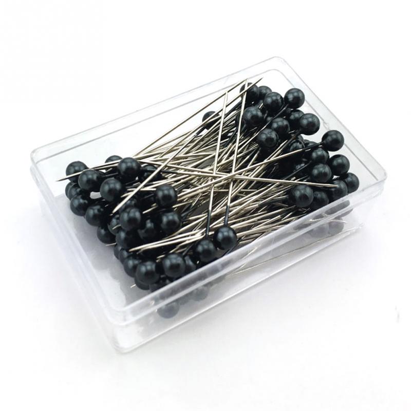 100 Uds. 36mm alfiler de cabeza de costura redondo perla recta alfileres de acero inoxidable + PVC Multicolor alfileres artesanales agujas de coser Pins herramientas #1026