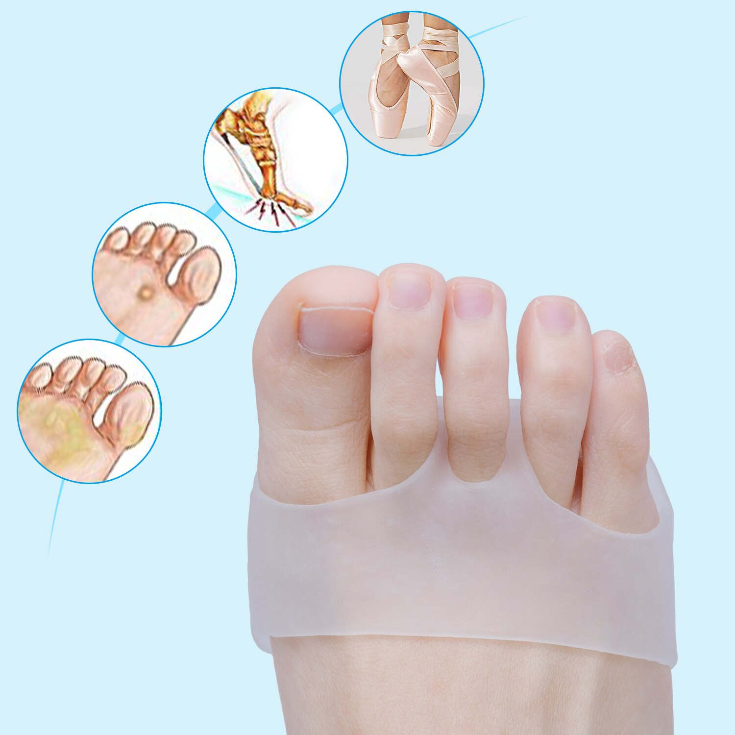 Sumifun-plantillas de Gel de silicona para el antepié, 2 uds., almohadillas para zapatos de tacón alto de mujer, plantilla para pies, callos, blíster, cuidado de callos, blanco y Beige