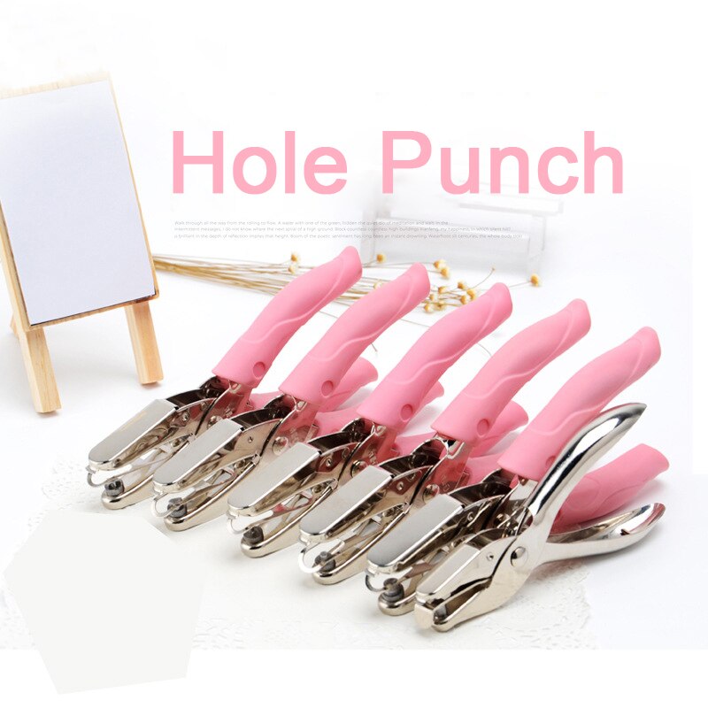 Hand Held Roze Metalen Papier Perforator Hart Cirkel Vorm Enkel Gat Voor Plakboek Notebook Wenskaarten Puncher Hand Tool