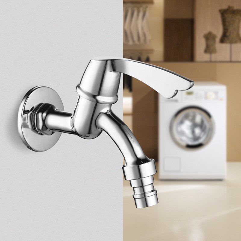 WZLY Faucets Chrome Bibcock Brass Bathroom Single Cold Taps Washing Machine Faucet Toilet Mop Pool Taps Outdoor Garden Faucets: Chrome 2