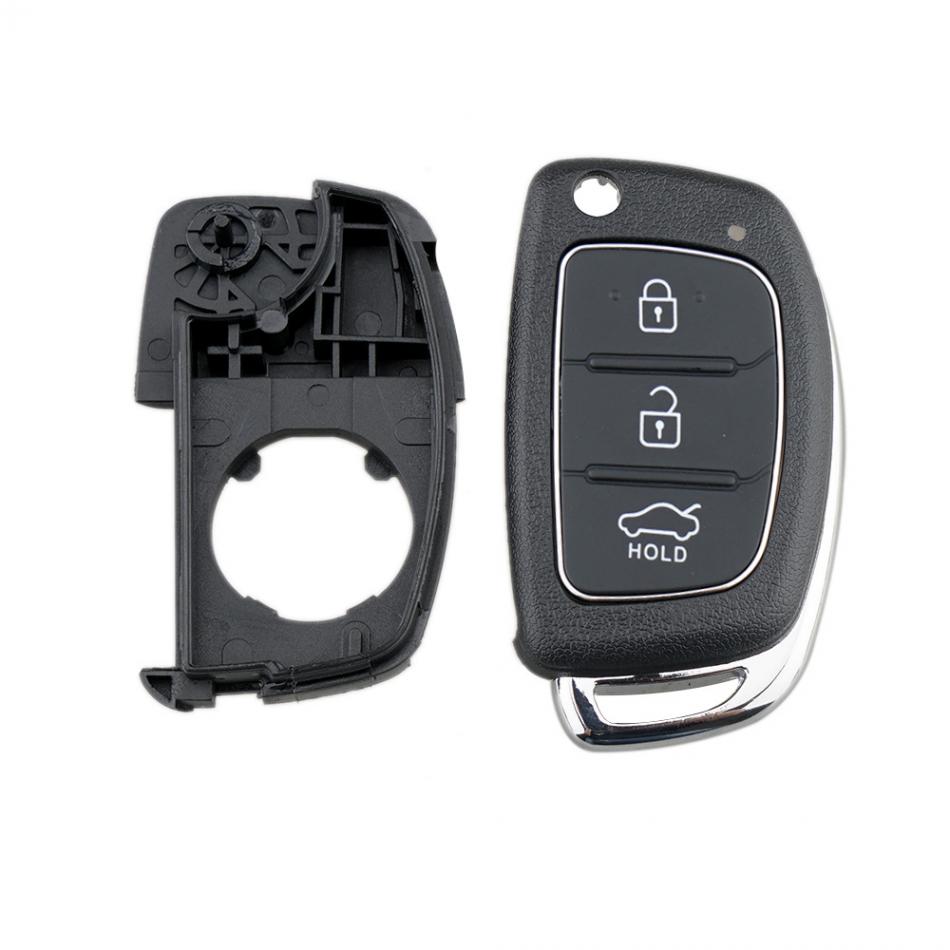 Funda de llave de coche, reemplazo de 3 botones, carcasa de llave remota de coche, compatible con Hyundai Mistra Santa Fe Sonata Tucson Accent I30 I40 I45
