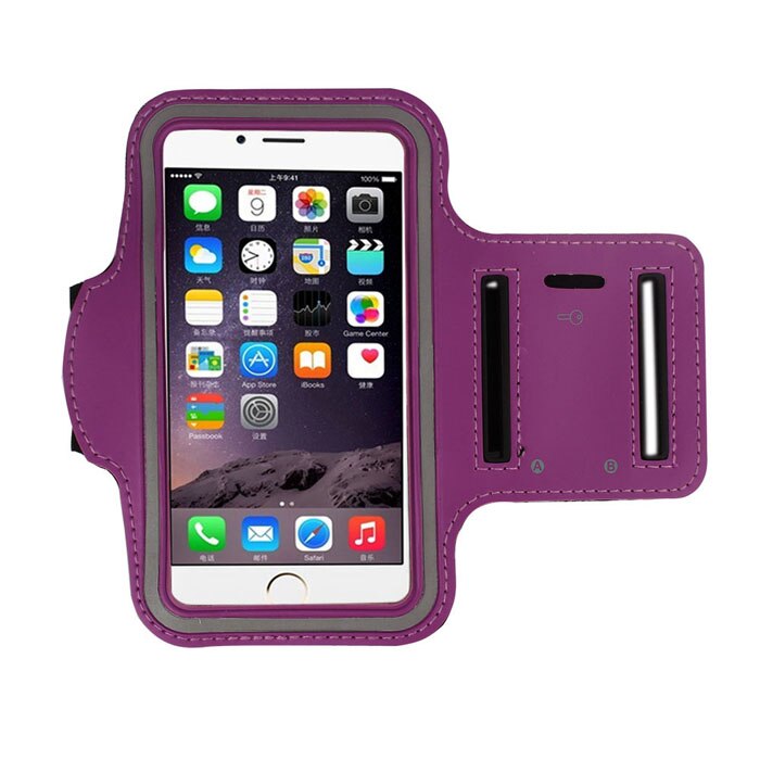 Sport Running Armband Voor Iphone 6 S 6 7 8 Plus X Xs Xr Armband Voor Samsung S7 S9 S8 a50 Arm Band Riem Sporttas Telefoon Case 5.5 Inch: Paars