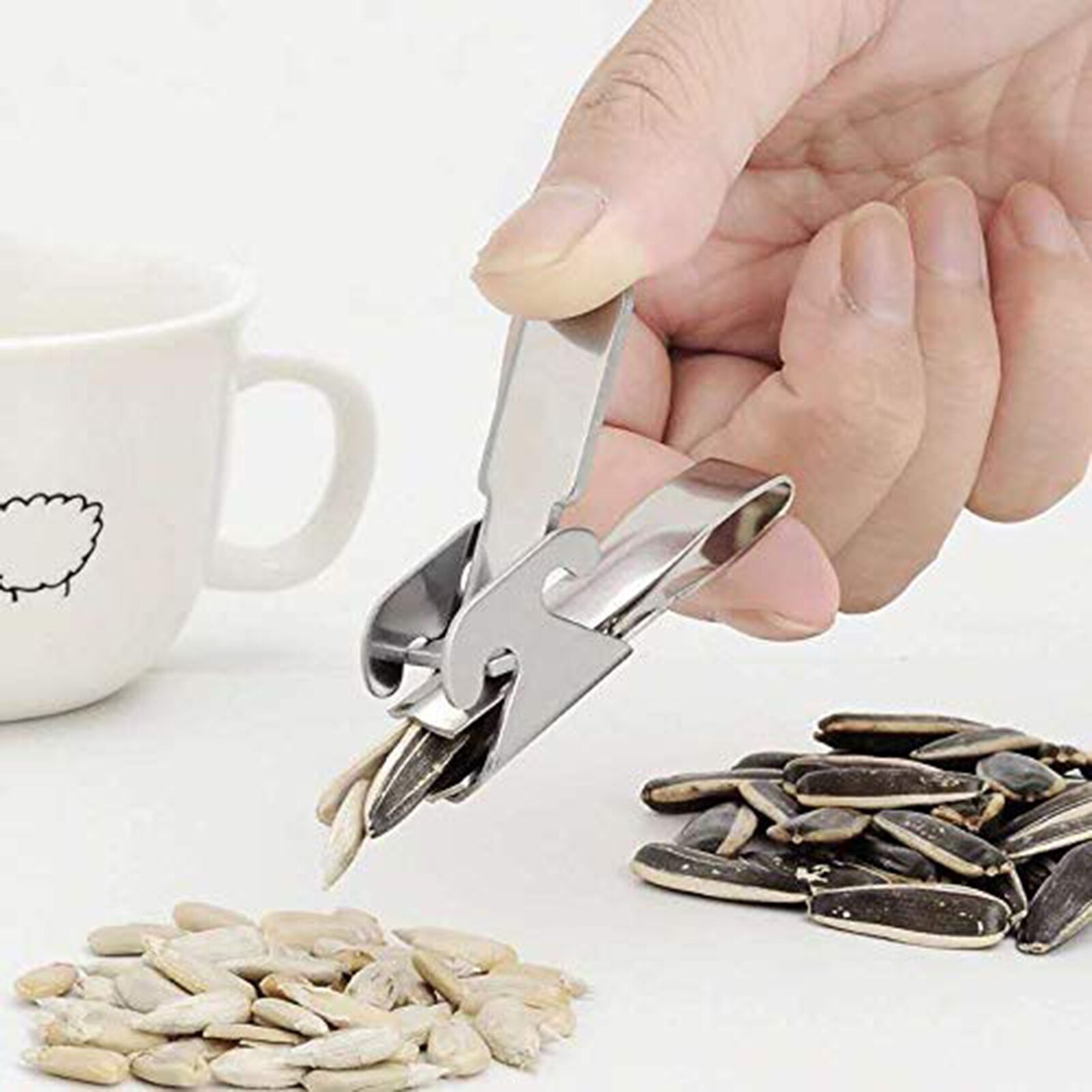 Stainless Steel Melon Seeds Opener Clamp Peeler Walnut Pine Peanut Sheller Folder Kitchen Nut Cracker Tool Accessories