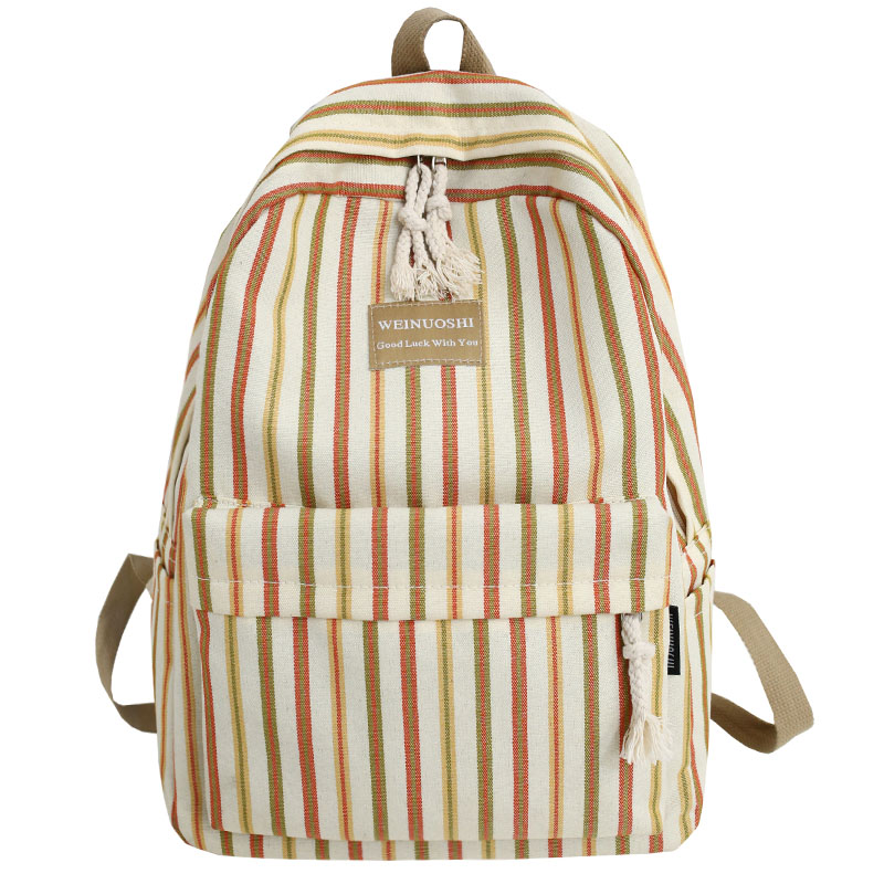 Femme toile Plaid sac à dos étudiant femmes sac d'école fille rayé mignon sacs à dos kawaii streak dames harajuku sac livre adolescent: orange