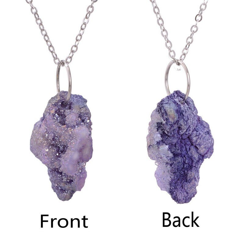 Onregelmatige Natuursteen Quartz Crystal Hangers Kettingen voor Vrouwen Drusy Druzy Zilver Kleur Chain Verklaring Ketting Sieraden