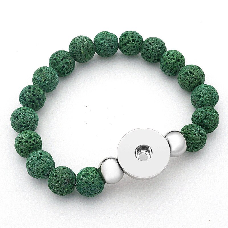Beauty Vulkanische Steen Kralen Charm Snap Armband Kleurrijke Fit 18Mm Snap Knoppen Sieraden AB0060: green