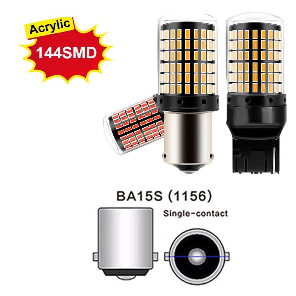 2x P21W PY21W bombilla LED para coche Ba15s 1156 Bau15s T20 WY21W W21W 7443 luz de señal LED de alta potencia Canbus sin error lámpara de marcha atrás automática: Rojo / Azul oscuro