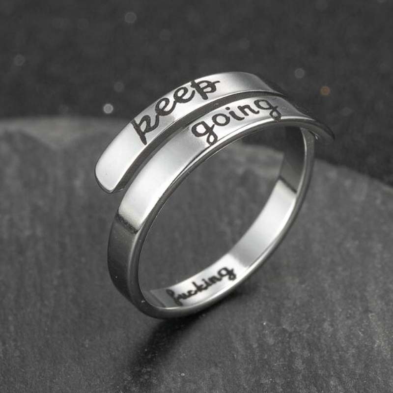 Kreative Gravieren knapp Ring Für Frauen Punk Wort ICH Behälter genug Paar Ring Sie Sind Mein Sonnenschein furchtlos Inspirierende Schmuck BFF