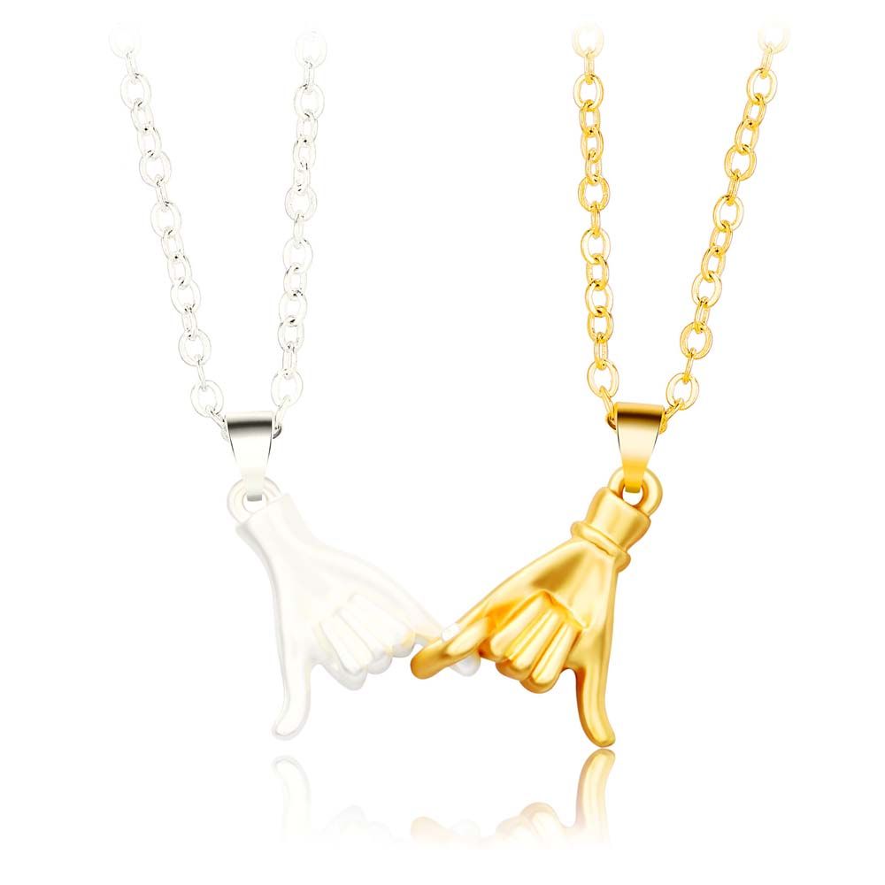 2 Stuks Paar Little Vinger Greep Handen Ketting Bijpassende Lover Promise Magnetische Dolfijn Vriendschap Ketting Valentijnsdag Sieraden: 04