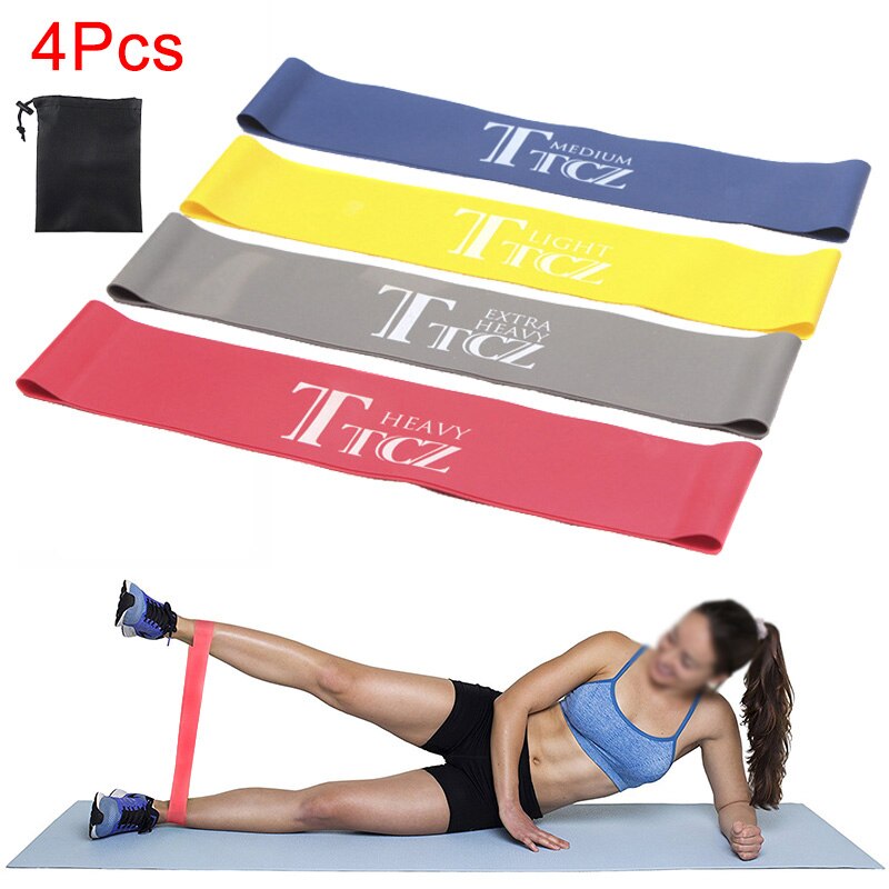 4 Pcs/Set Resistance Loop Exercise Fitness Bands for Yoga Strength Training Pilates Calisthenics WHShopping: Default Title