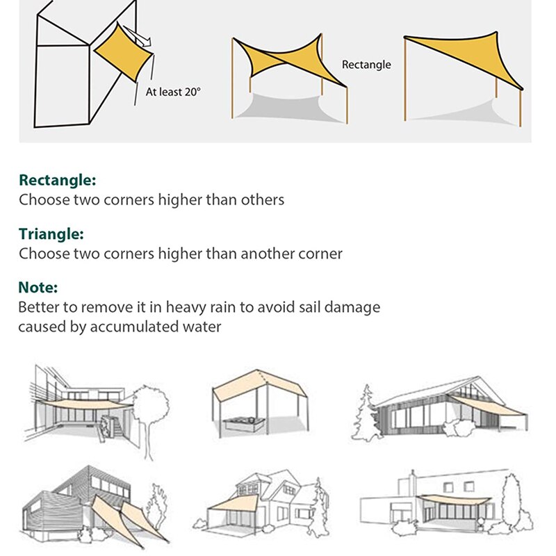 Rectangular Sun Shade Oxford Cloth Shade Sail, Very Suitable for Outdoor Patio Garden Courtyard Backyard, Green