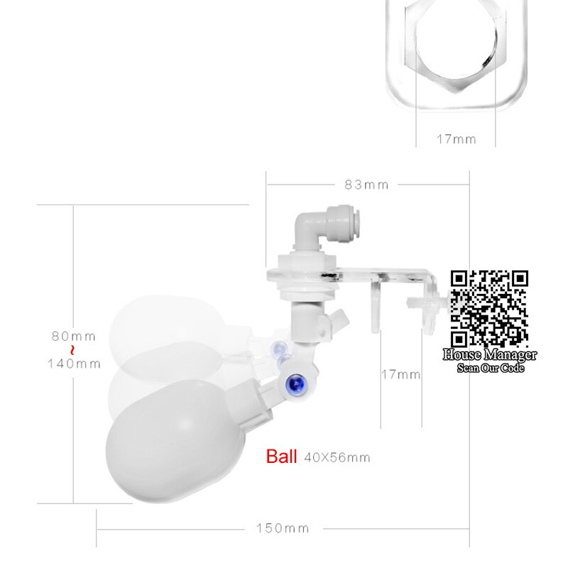 Acuario válvula de agua automática flotante bola de agua de control de agua para el tanque de pescados de agua de reposición de válvula de 2 vías: Default Title